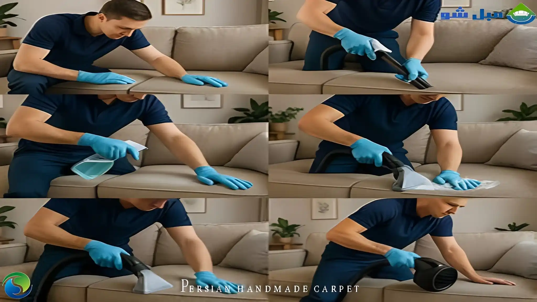 مراحل شست وشوی مبل با دستگاه در محل