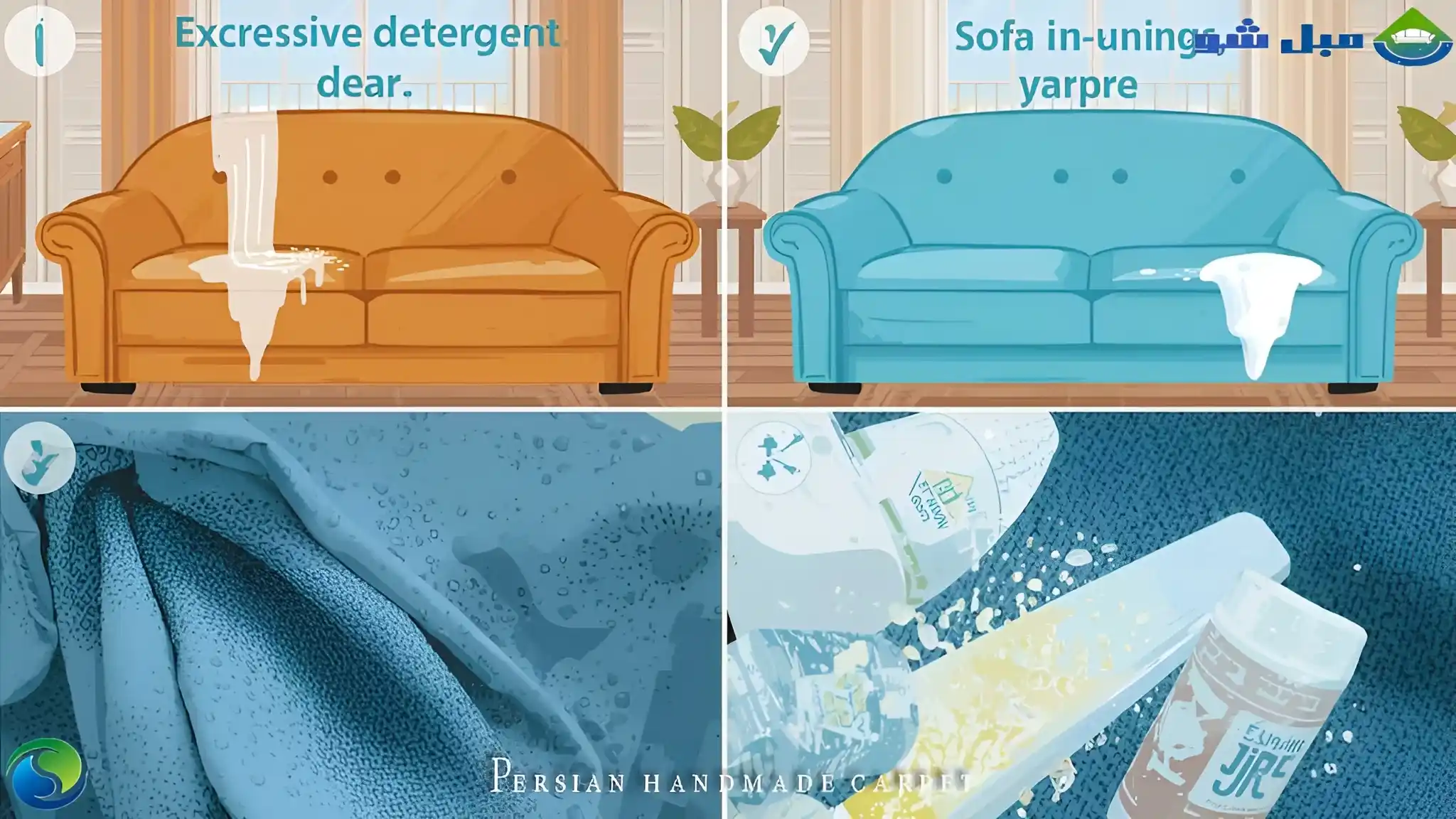 شست وشوی مبل با دستگاه در محل برای پارچههای حساس