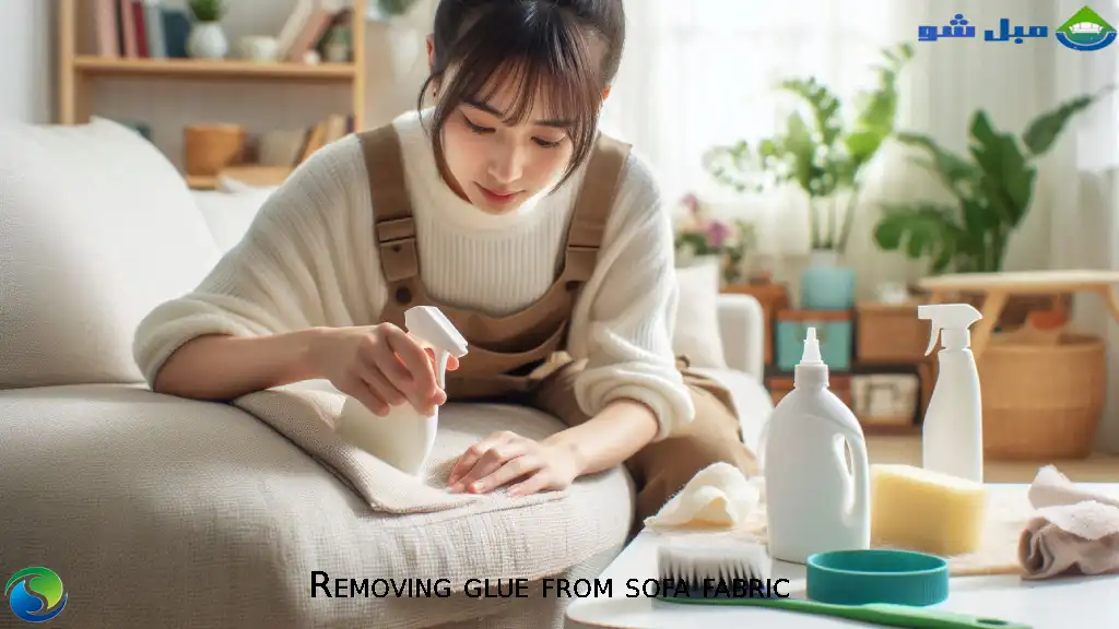 پاک کردن چسب از روی پارچه مبل (1)