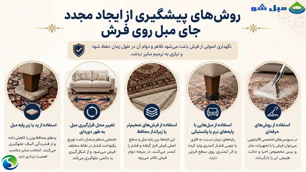 روشهای پیشگیری از ایجاد مجدد جای مبل روی فرش