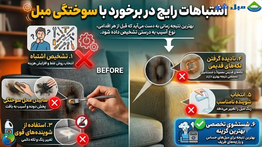 اشتباهات رایج در برخورد با سوختگی مبل